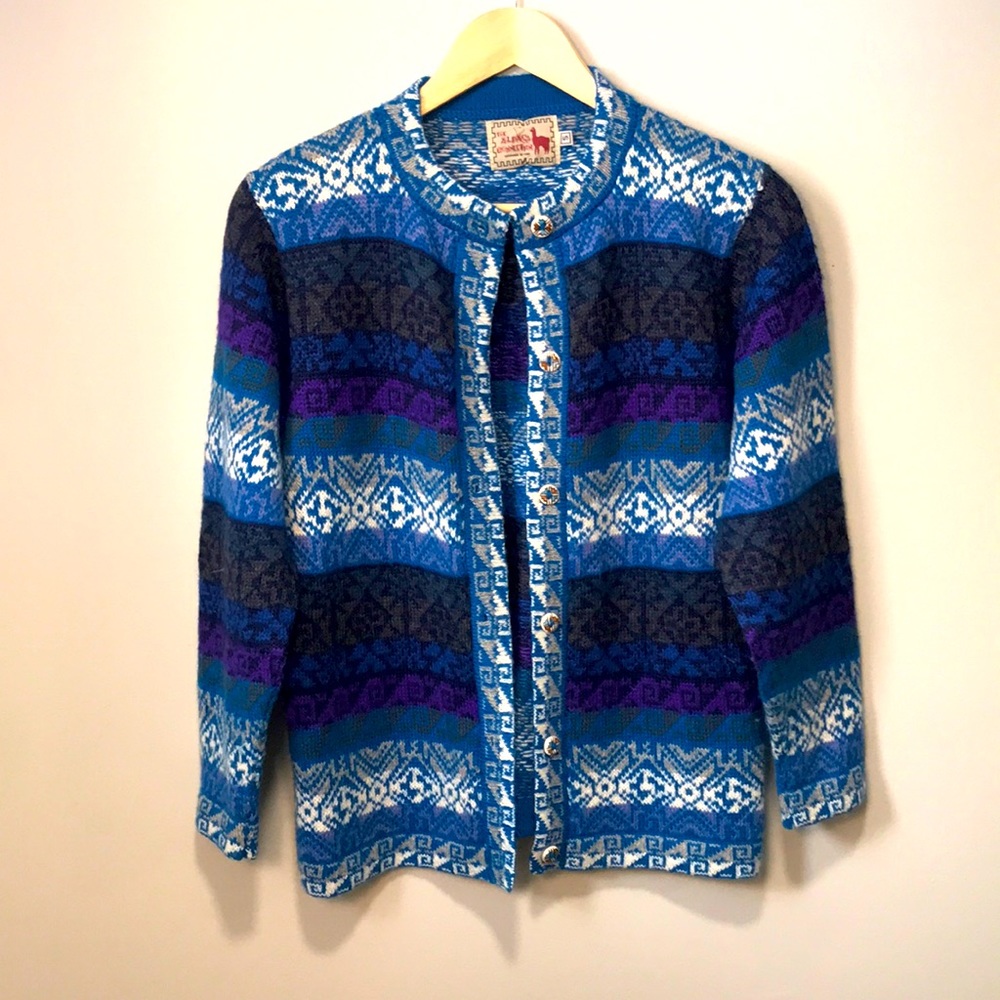 Vintage Apres Ski Alpaca Sweater Cardigan